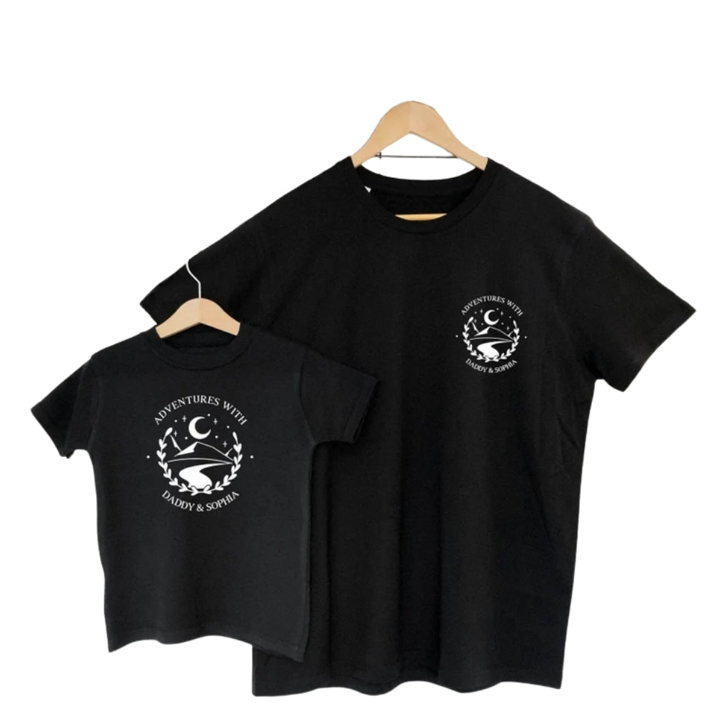 Adventure With Daddy Custom Dad And Me Matching T Shirt For Father Day, Custom Family Hiking Matching Shirts For Dad And Kids ET0926