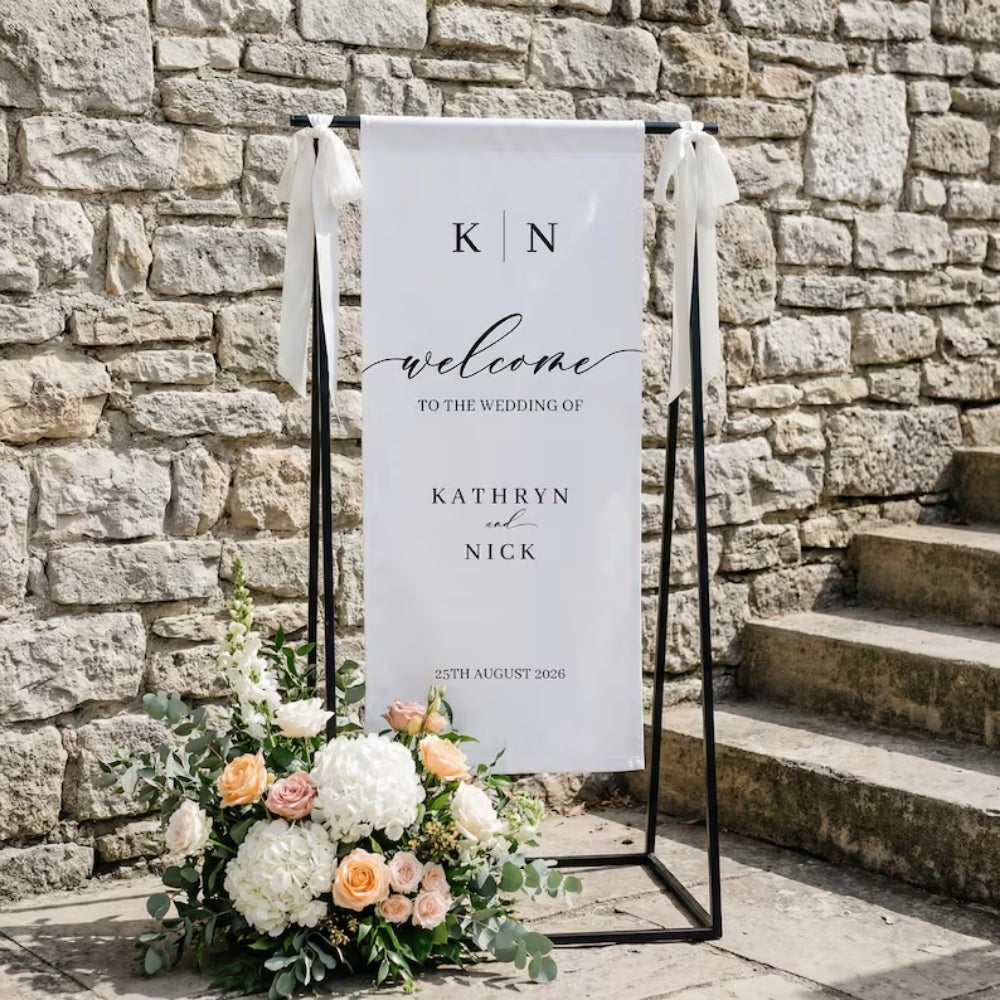 Fabric Wedding Banner Personalized Sign Wedding, Custom Wedding Welcome Sign Banner WD0202