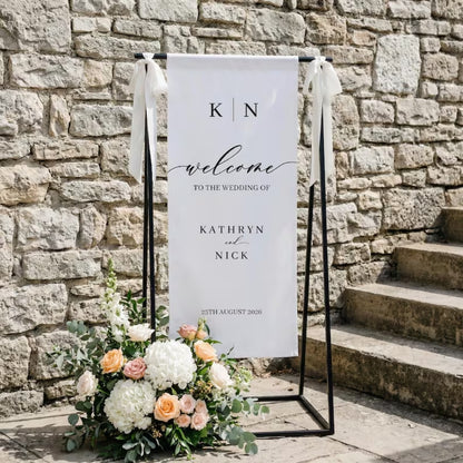 Fabric Wedding Banner Personalized Sign Wedding, Custom Wedding Welcome Sign Banner WD0202