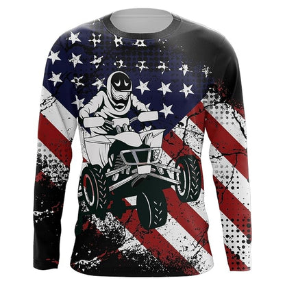 Custom ATV American Flag Long Sleeve Jersey For Men, Custom Patriotic ATV Shirts MZ0052