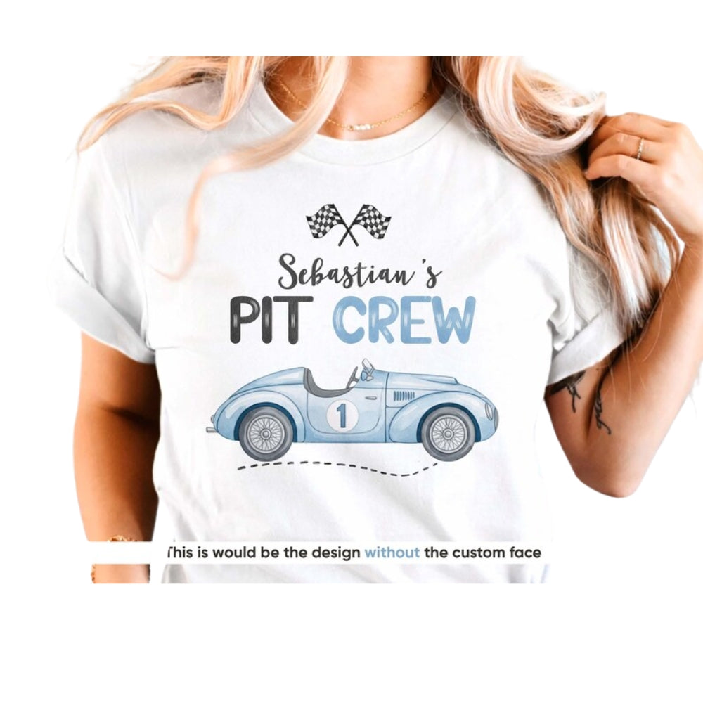 Pit Crew Fast One Custom Photo Matching 1st Birthday Family T Shirts, Custom Race Car First Birthday Family Shirts ET0489