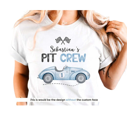 Pit Crew Fast One Custom Photo Matching 1st Birthday Family T Shirts, Custom Race Car First Birthday Family Shirts ET0489