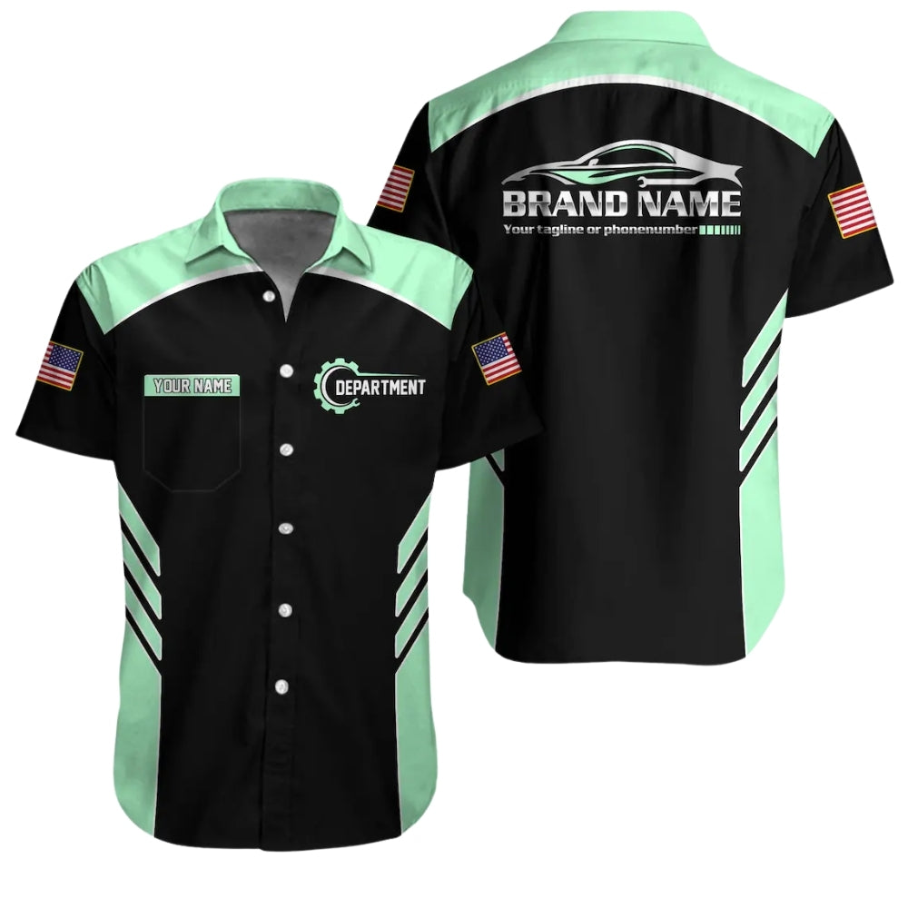 Custom Mechanic Uniform Hawaiian Shirt, Custom Team Auto Mechanic Work Shirt HE0108