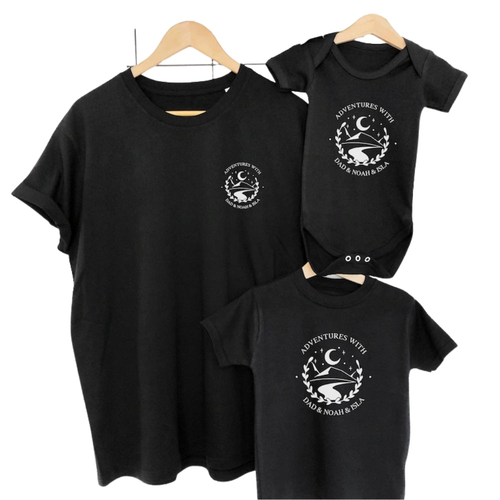 Adventure With Daddy Custom Dad And Me Matching T Shirt For Father Day, Custom Family Hiking Matching Shirts For Dad And Kids ET0926