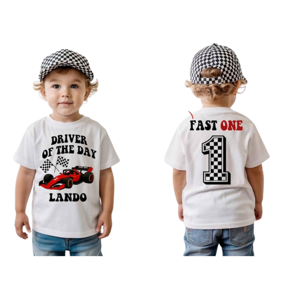 Pit Crew Drive Of The Day Custom 1st Birthday Race Car Matching Family T Shirts With Photo, Custom First Birthday Family Shirts ET0490
