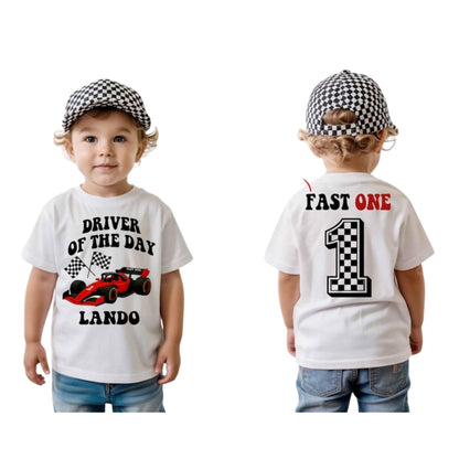 Pit Crew Drive Of The Day Custom 1st Birthday Race Car Matching Family T Shirts With Photo, Custom First Birthday Family Shirts ET0490