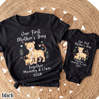 Our First Mother's Day Together Lion Custom Matching Family T Shirts, Custom 1st Mother Day Shirts For Family ET0210