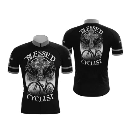 Blessed Cyclist Cross Cycling Short Sleeve Jersey For Men, Cross Christian Cycling Jerseys CG0528