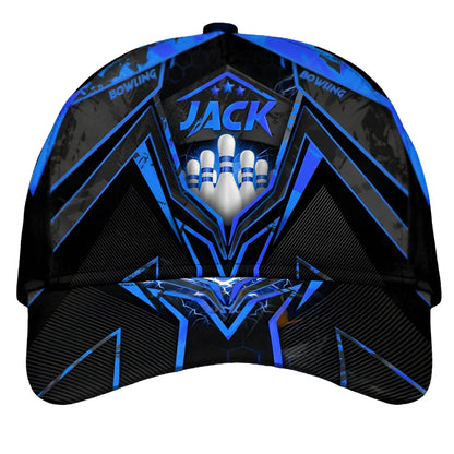Custom Bowling Grunge 3D Printed Baseball Cap, Personalized Bowling Players Cap Hat CP0426