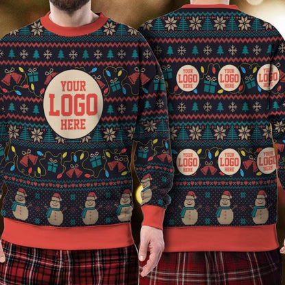 Custom Logo Company Ugly Christmas Sweatshirt Blue, Custom Logo Christmas Sweatshirt 2D1063