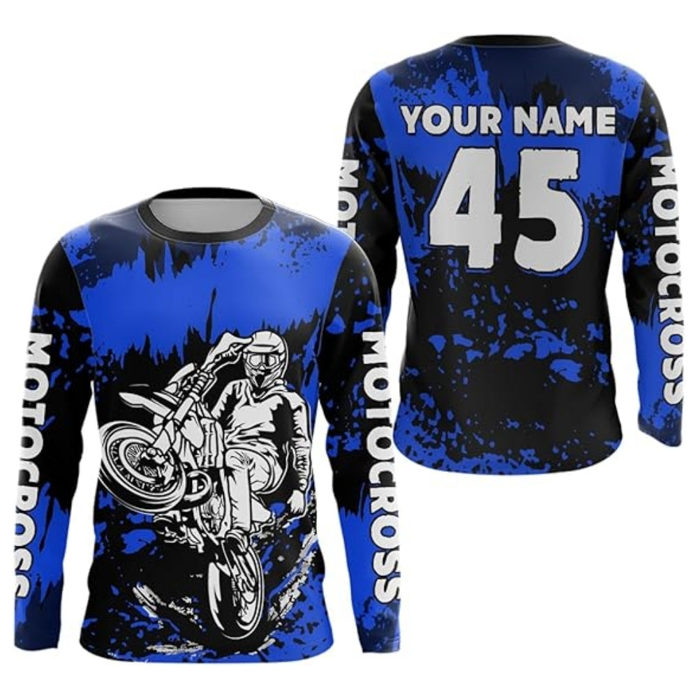 Custom Rider Motocross Black Green Long Sleeve Jersey For Men, Custom Motocross Shirts MZ0053