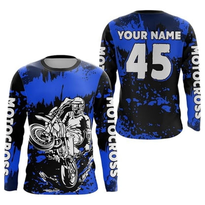 Custom Rider Motocross Black Green Long Sleeve Jersey For Men, Custom Motocross Shirts MZ0053