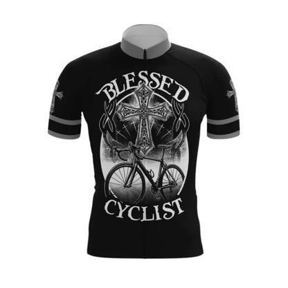 Blessed Cyclist Cross Cycling Short Sleeve Jersey For Men, Cross Christian Cycling Jerseys CG0528