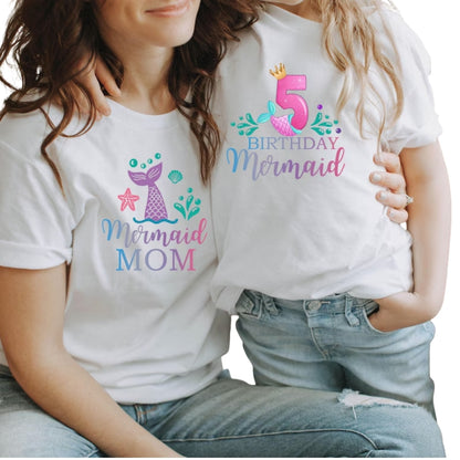 Birthday Mermaid Custom Matching Family T Shirts, Personalized Family Mermaid Birthday Shirts ET0336