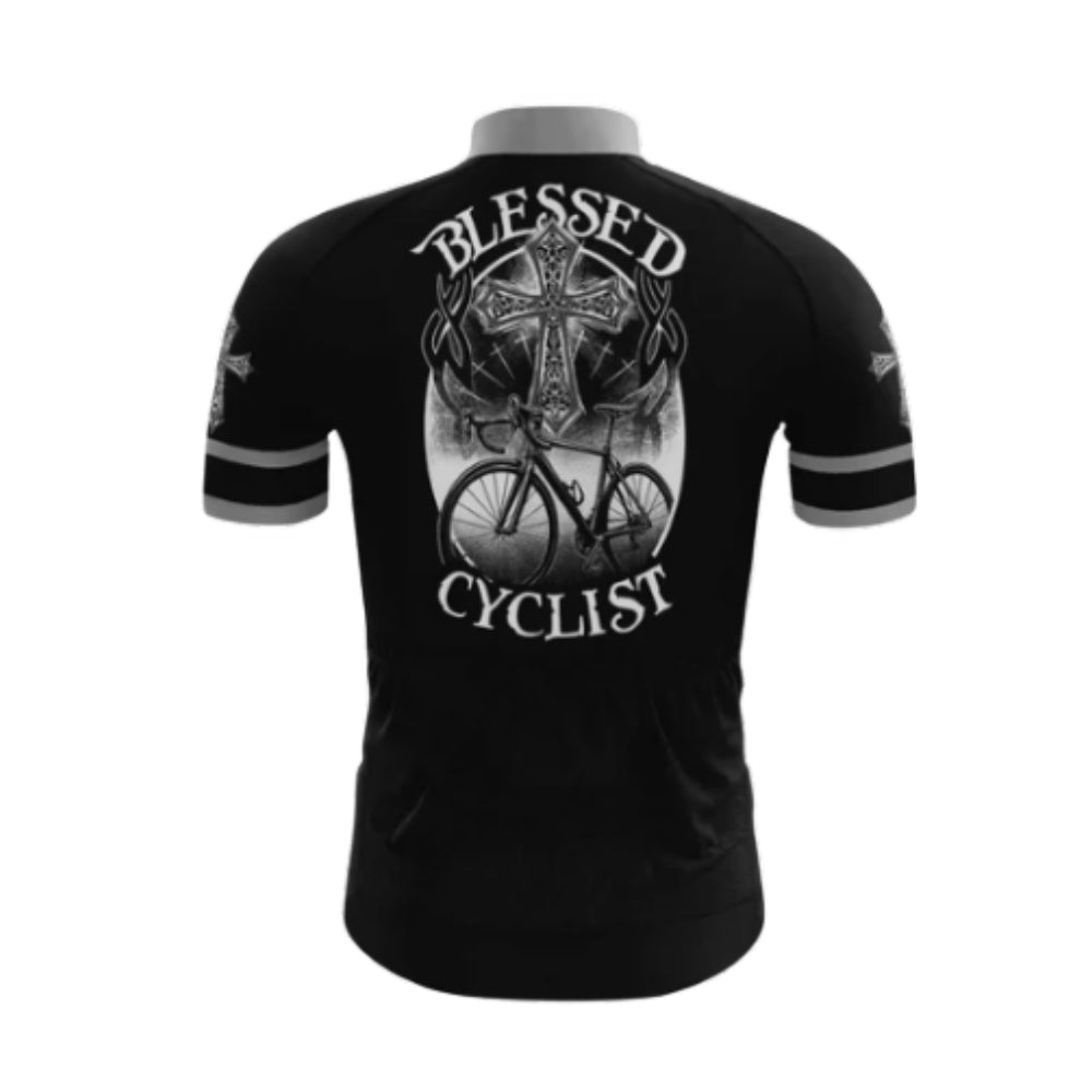 Blessed Cyclist Cross Cycling Short Sleeve Jersey For Men, Cross Christian Cycling Jerseys CG0528