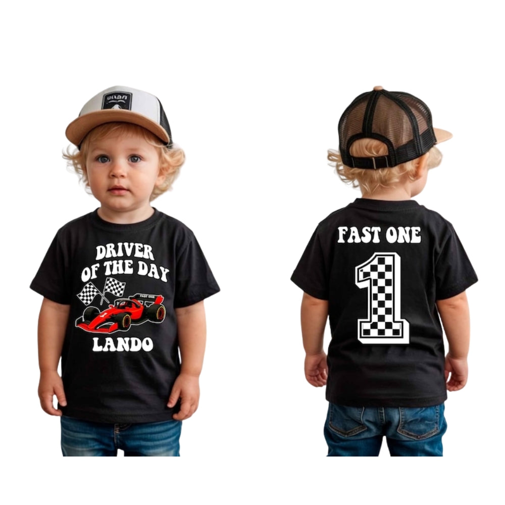 Pit Crew Drive Of The Day Custom 1st Birthday Race Car Matching Family T Shirts With Photo, Custom First Birthday Family Shirts ET0490