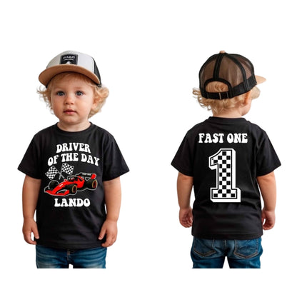 Pit Crew Drive Of The Day Custom 1st Birthday Race Car Matching Family T Shirts With Photo, Custom First Birthday Family Shirts ET0490