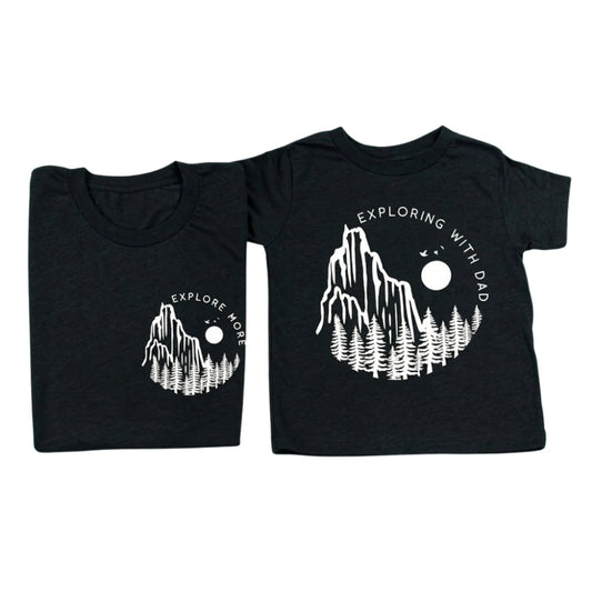 Explore More Exploring With Dad Matching Hiking T Shirts, Camping Hiking Matching T Shirts For Daddy And Me ET0927