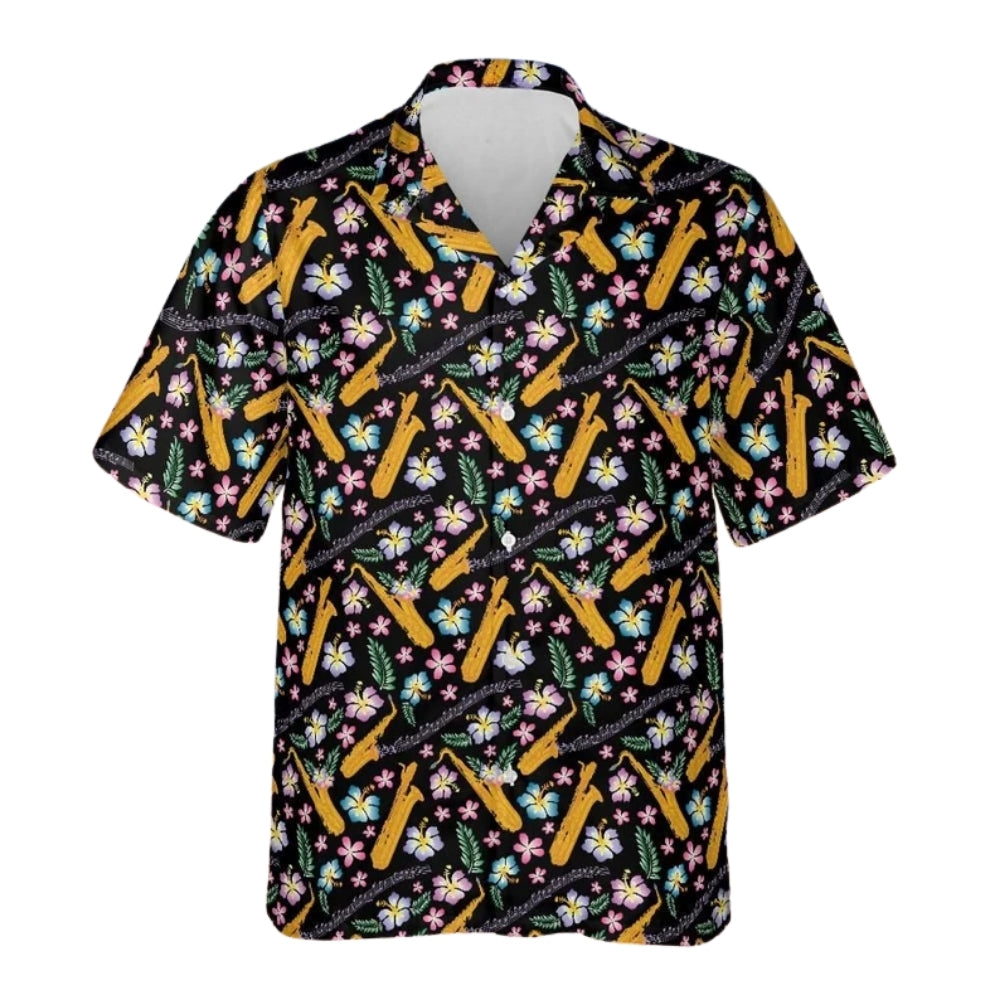 Floral Saxophones Hawaiian Shirt Men Women, Saxophone Hawaiian Shirts HE0324