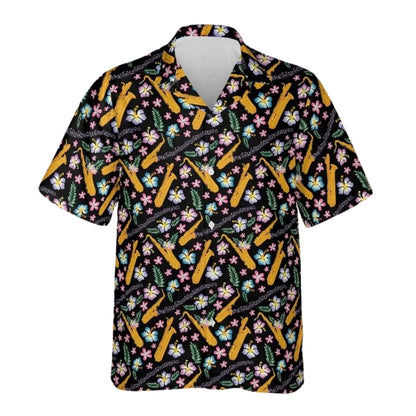 Floral Saxophones Hawaiian Shirt Men Women, Saxophone Hawaiian Shirts HE0324