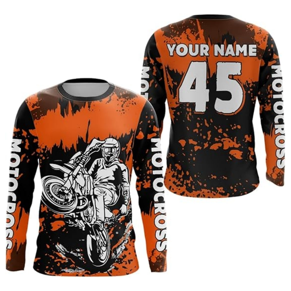 Custom Rider Motocross Black Green Long Sleeve Jersey For Men, Custom Motocross Shirts MZ0053