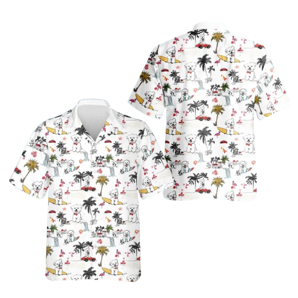 Bichon White Hawaiian Shirt For Men Women, Bichon Dog Lover Hawaiian Shirts HE0135