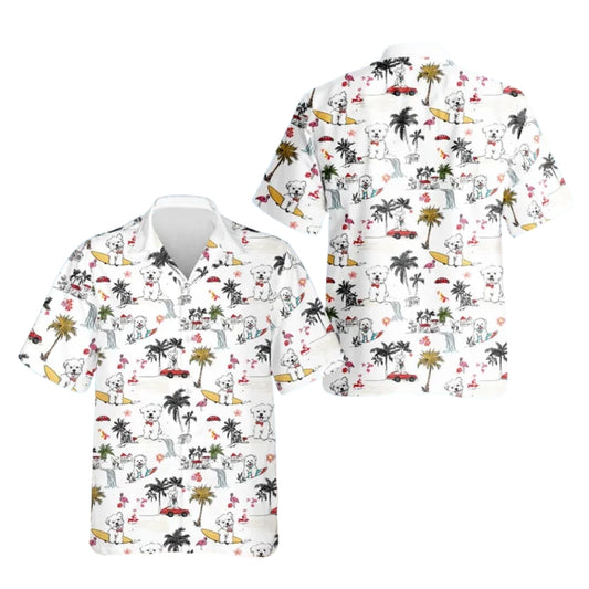 Bichon White Hawaiian Shirt For Men Women, Bichon Dog Lover Hawaiian Shirts HE0135