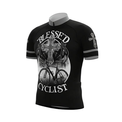 Blessed Cyclist Cross Cycling Short Sleeve Jersey For Men, Cross Christian Cycling Jerseys CG0528
