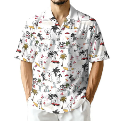 Bichon White Hawaiian Shirt For Men Women, Bichon Dog Lover Hawaiian Shirts HE0135