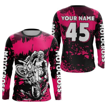 Custom Rider Motocross Black Green Long Sleeve Jersey For Men, Custom Motocross Shirts MZ0053
