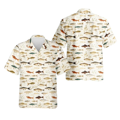 Freshwater Fish Pattern Hawaiian Shirt Men Women, Fish Lover Hawaiian Shirts HE0136