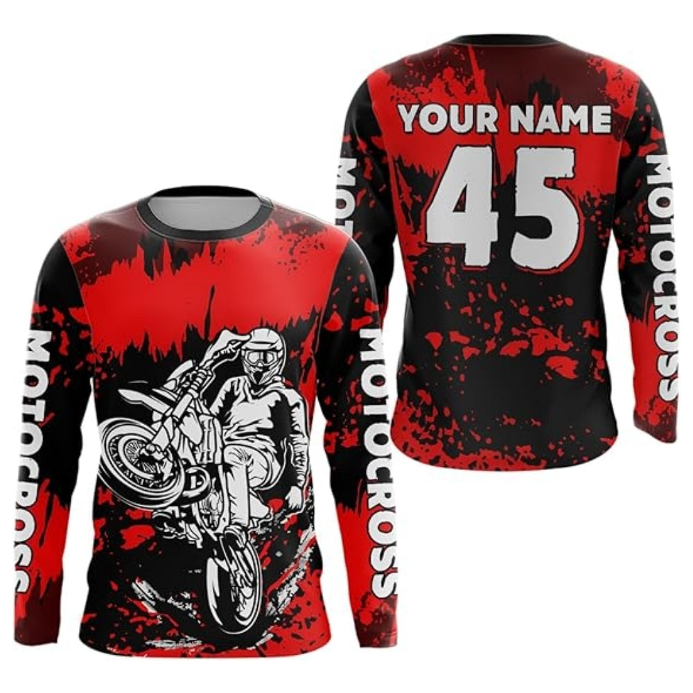 Custom Rider Motocross Black Green Long Sleeve Jersey For Men, Custom Motocross Shirts MZ0053