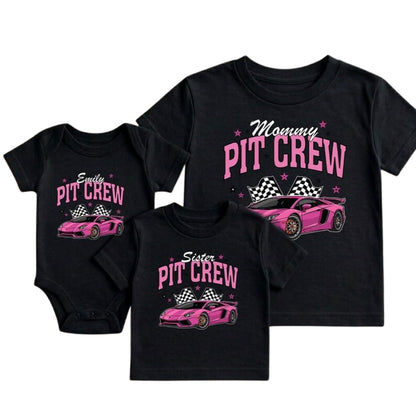 Pit Crew Custom Pink Race Car Matching 1st Birthday Family T Shirts, Custom Racing First Birthday Family Shirts ET0491