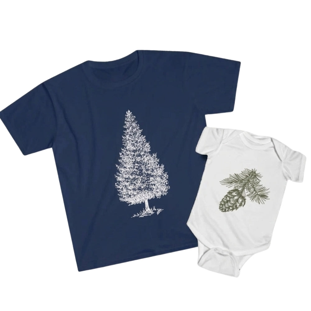 Pine Cone And Pine Tree Matching Family T Shirt, Family Pine Tree Matching Shirts ET0928
