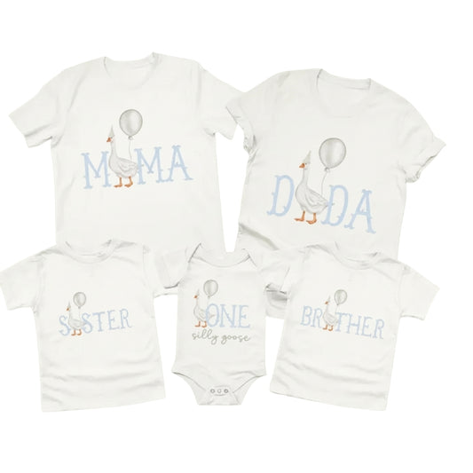 One Silly Goose Matching 1st Birthday Family T Shirts, Goose First Birthday Family Shirts ET0337