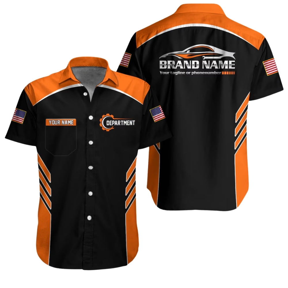 Custom Mechanic Uniform Hawaiian Shirt, Custom Team Auto Mechanic Work Shirt HE0108
