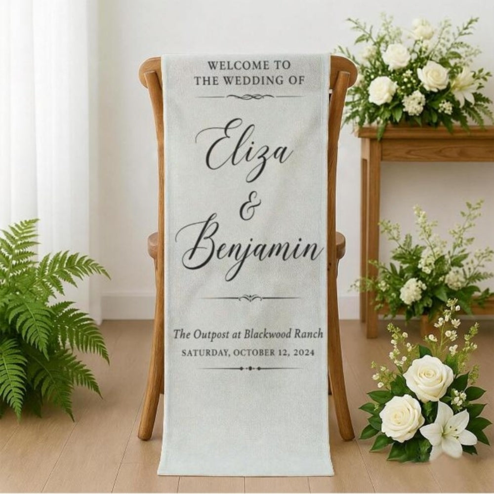 Custom Western Fabric Wedding Welcome Banner, Personalized Western Fabric Welcome Sign WD0204