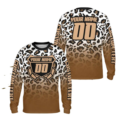 Custom Leopard Long Sleeve Motocross Racing Men Jersey, Custom Leopard Dirt Bike Shirts ME0012