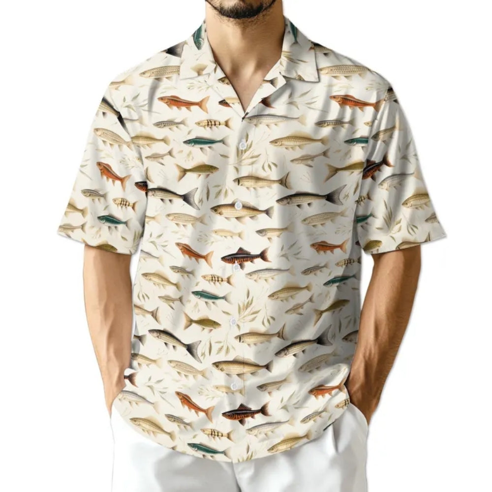 Freshwater Fish Pattern Hawaiian Shirt Men Women, Fish Lover Hawaiian Shirts HE0136