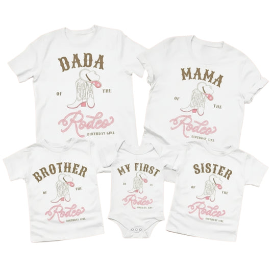 My First Rodeo Custom Cowgirl First Birthday Matching Family T Shirts, Custom Western 1st Birthday Shirts For Family ET0339