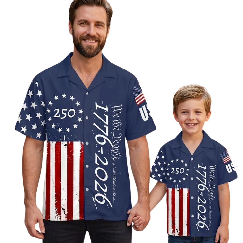 We The People 1776-2026 USA Flag Matching Family Hawaiian Shirt, 4th Of July Family Matching Shirts ET0765