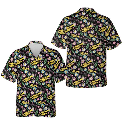 Trumpet Floral Men And Women Hawaiian Shirts, Trumpet Hawaiian Shirt For Musician HE0326