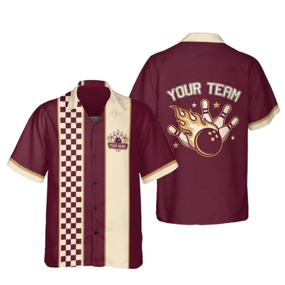 Custom Vintage Checkered Bowling Hawaiian Shirt For Men, Custom Vintage Bowling Team Shirts BE0173