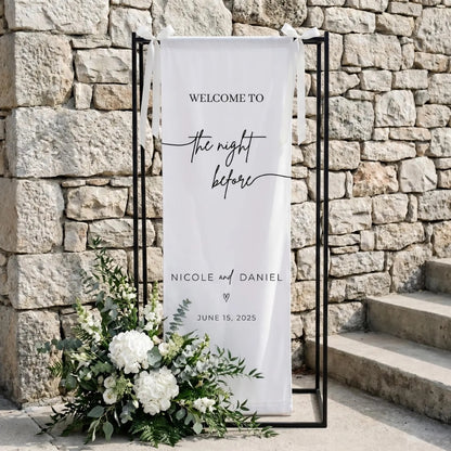 Personalized Rehearsal Dinner Fabric Welcome Banner, Custom The Night Before Welcome Sign WD0404