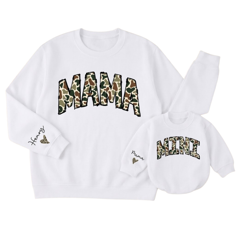 Custom Mama And Mini Camo Matching Sweatshirt, Custom Camo Mom And Baby Sweatshirts ET1426