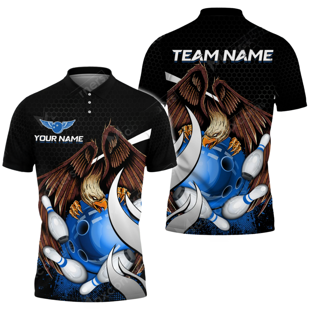 Eagle Custom Mens Bowling Polo Shirt, Custom Ealge Bowling Team Shirts BZ0660