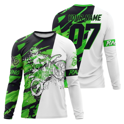 Custom Racing Long Sleeve Dirt Bike Jersey For Men Orange White, Personalized Name Number Dirt Bike Shirts ME0057