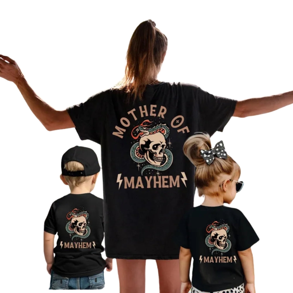 Father Of Mayhem Custom Skull Snake Matching Family T Shirts, Custom Cool Family Matching Shirts ET0226