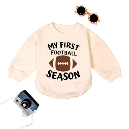 My First Football Season Baby Romper Sweatshirt, Football Baby Romper Sweatshirt BB0210