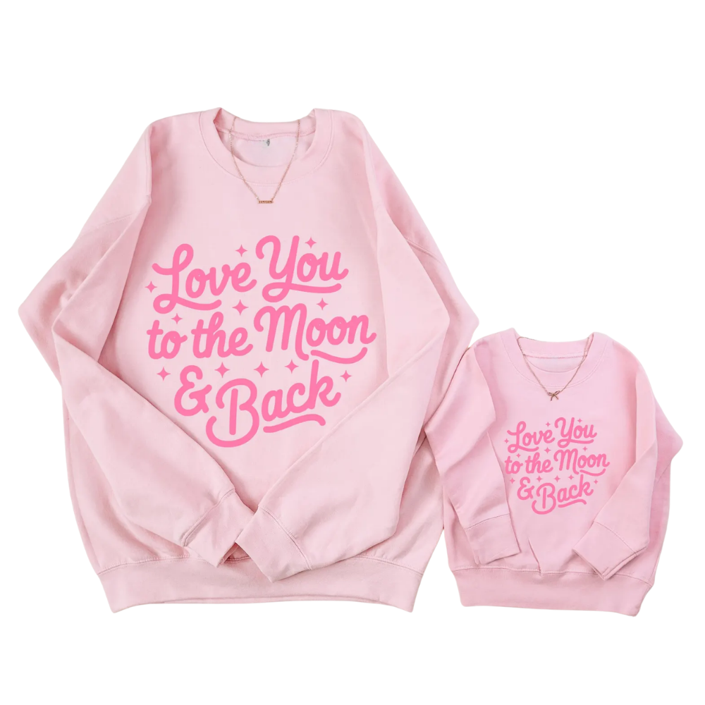 Love You To Moon And Back Mommy And Daughter Matching Sweatshirt, Mother And Me Matching Sweatshirts ET1381